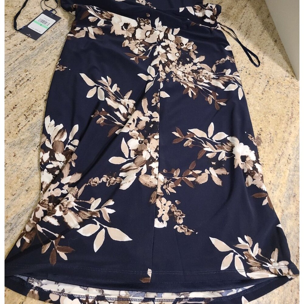 New! Tommy Hilfiger Floral Dress Size 8 Sleeveless Knee Ruched Waist Romantic - Picture 15 of 16